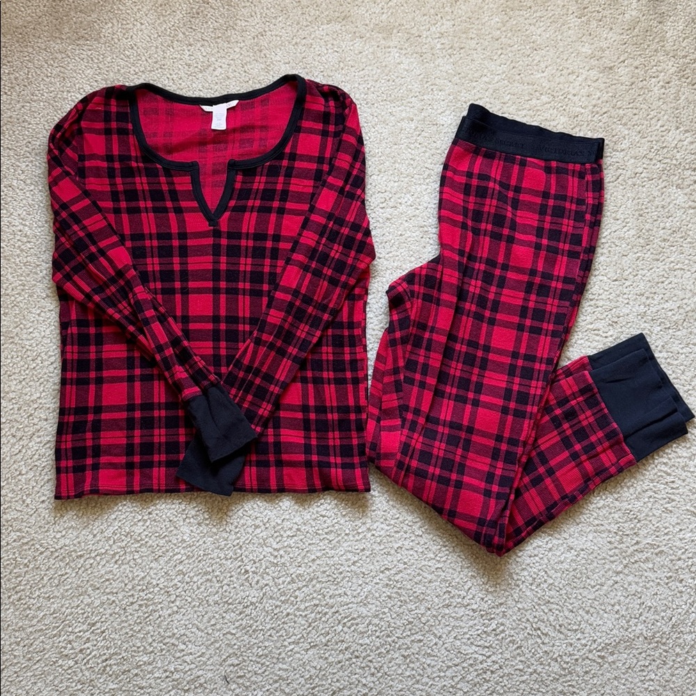 Victoria's Secret Buffalo Plaid Thermal Pajama Set